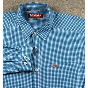 Simms Fishing Gear Men's XL Blue Long Sleeve Button Front Casual Shirt
